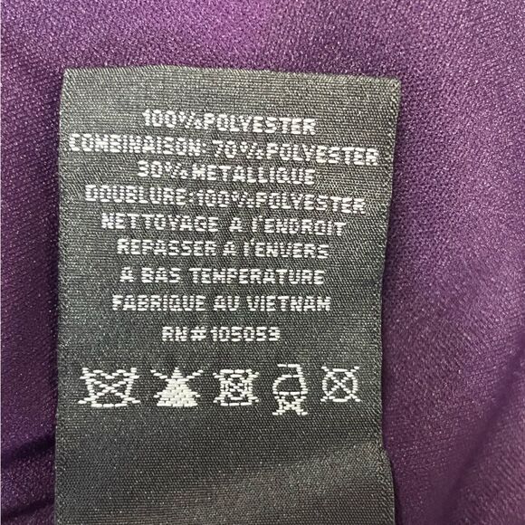 NWT Xscape | Purple Lace Sleeve Chiffon V Neck Flutter Ruffle Gown Dress 6 - Picture 12 of 12